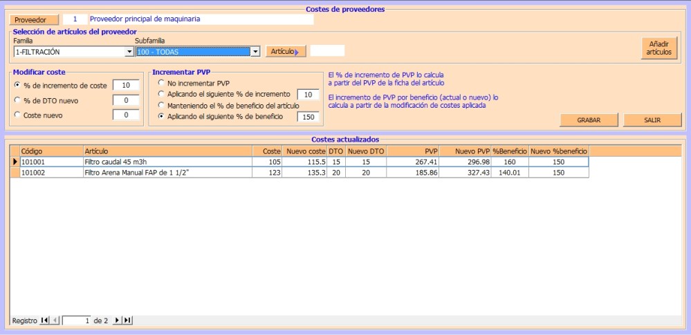 Cambio costes proveedores