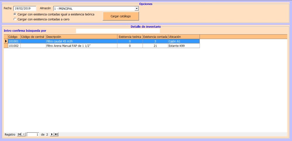 Inventario de almacén