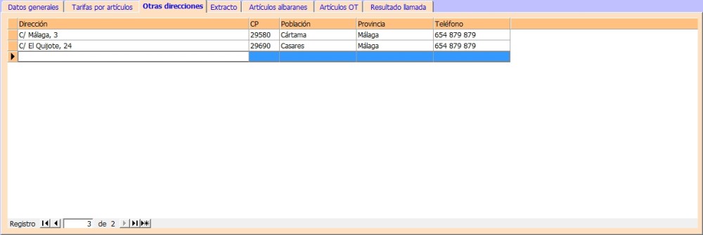 Clientes - Otras direcciones
