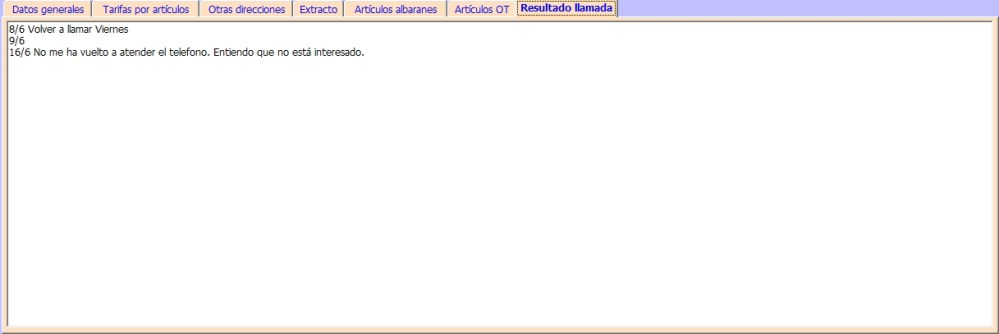 Clientes - Resultado llamada