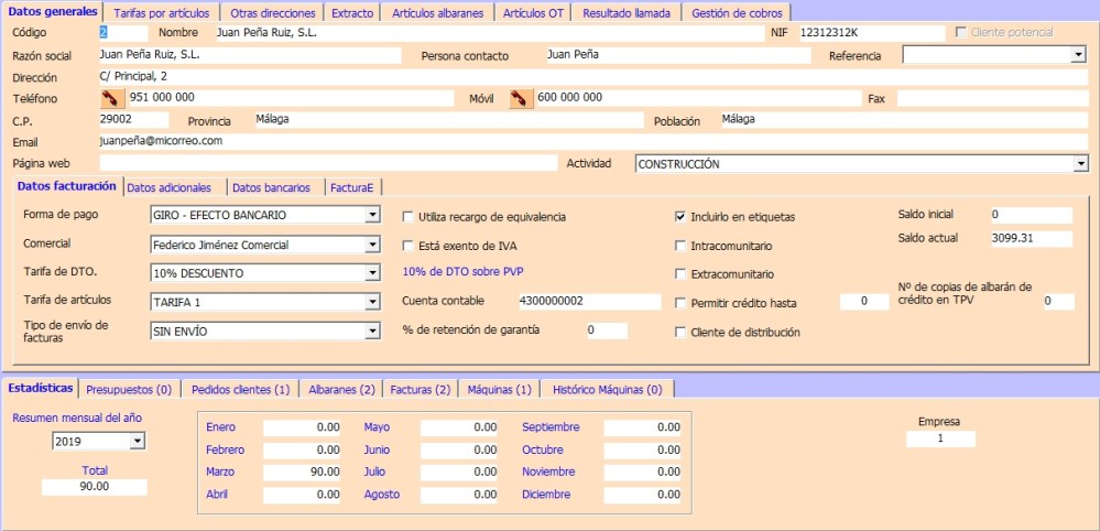 Clientes - Datos generales